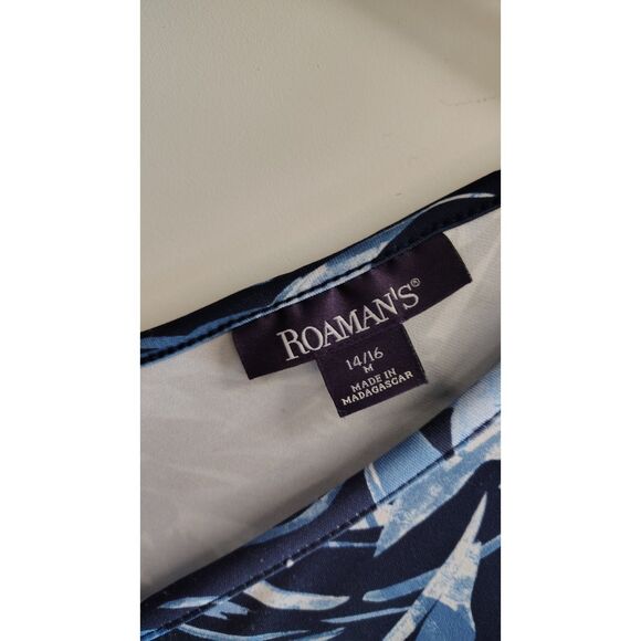 Roaman's Women's Plus Size Blue Ultrasmooth Plus Size‎ V-Neck Swing Dress 14/16 - Picture 5 of 7